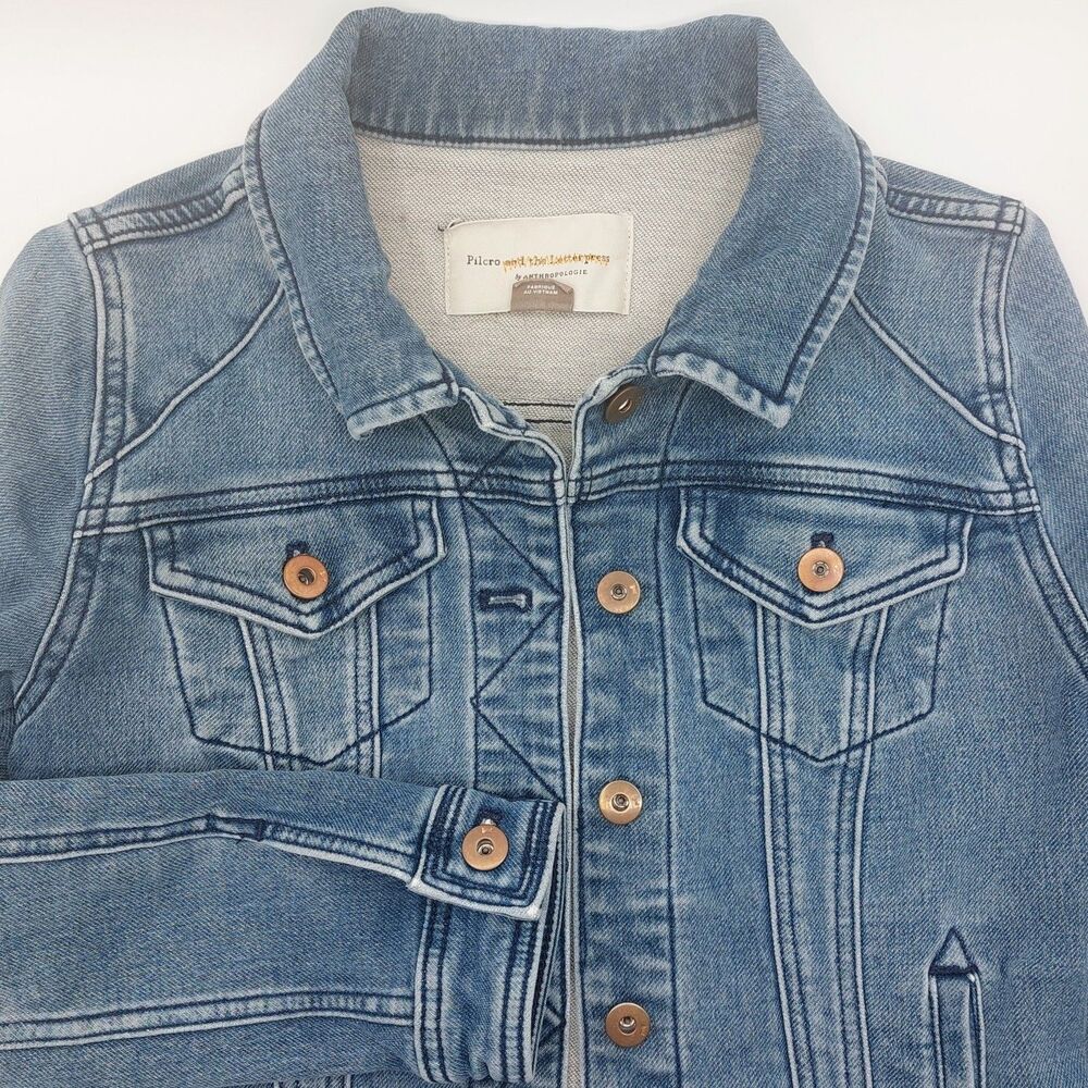 Pilcro & The Letterpress Cotton Stretch Denim Jacket Women's Small Trucker Style